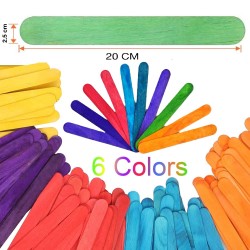 Wide colored wooden sticks 2.5*20 cm, ice cream, 10 pieces